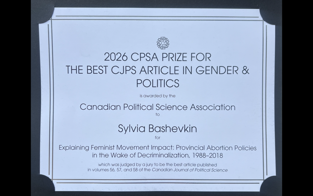 2026 Prix de l’ACSP pour le meilleur article de la RCSP sur le Genre et la politique