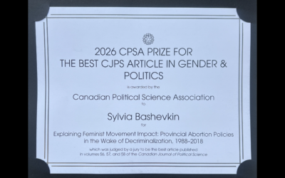 2026 CPSA Prize for the Best CJPS Article in Gender & Politics